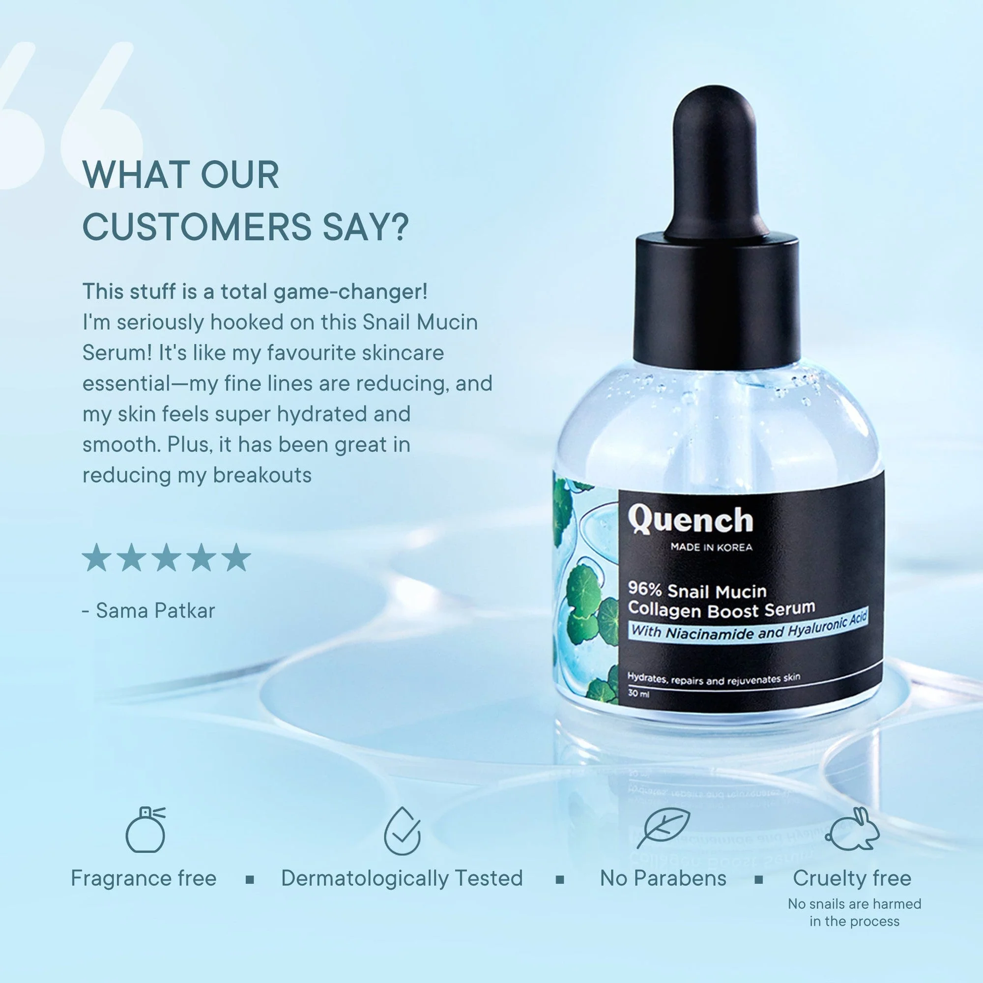 96% Snail Mucin Collagen Boost Serum with Niacinamide & Hyaluronic Acid - 30 ml - Image 7