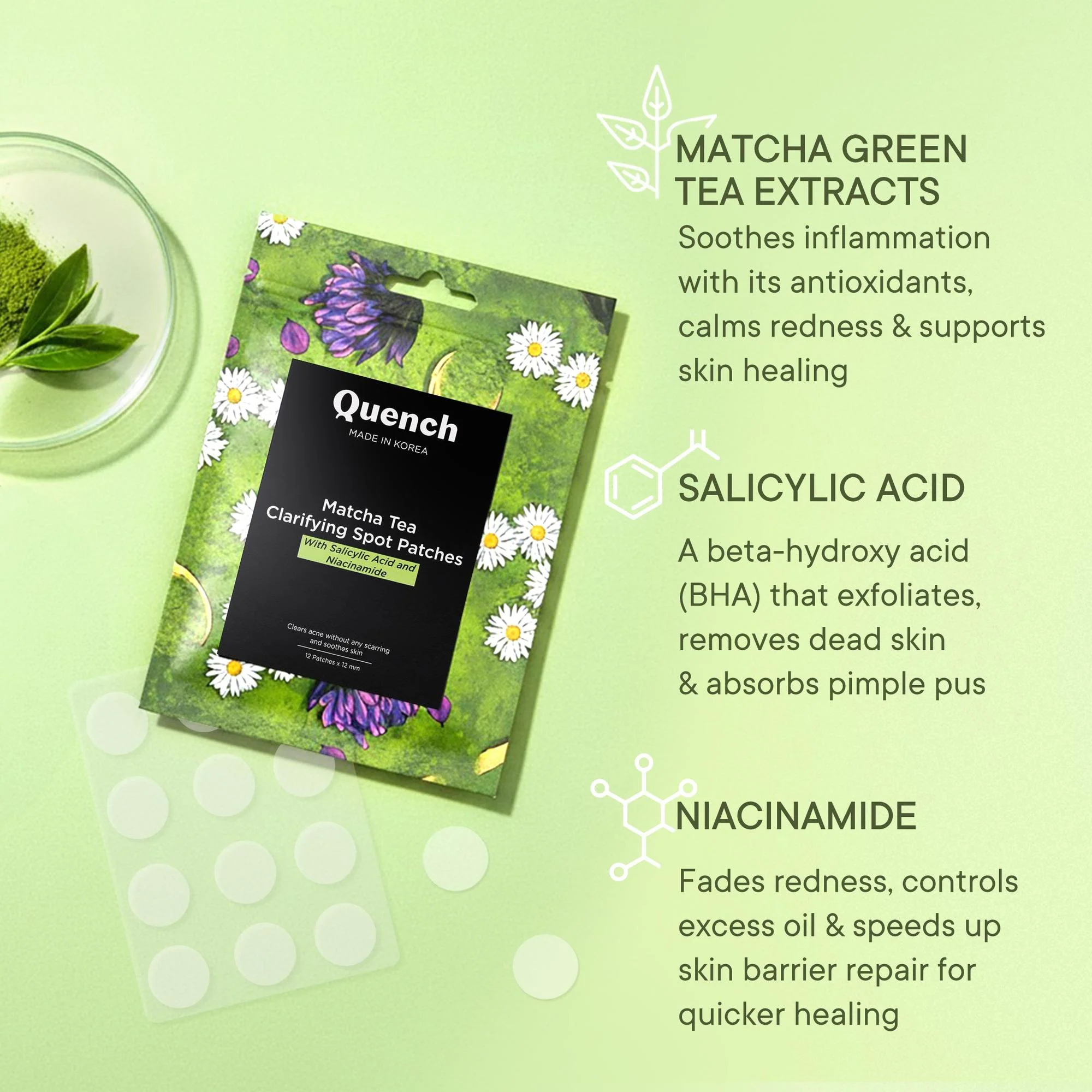 Matcha Tea Clarifying Acne Patches - Image 3