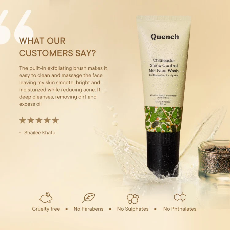 Shine Control Gel Face Wash with Chia Seeds Omega 3 With Built-in Brush for Deep Cleansing - 100 ML - Image 5
